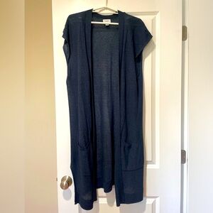 Cap-sleeve Long Cardigan